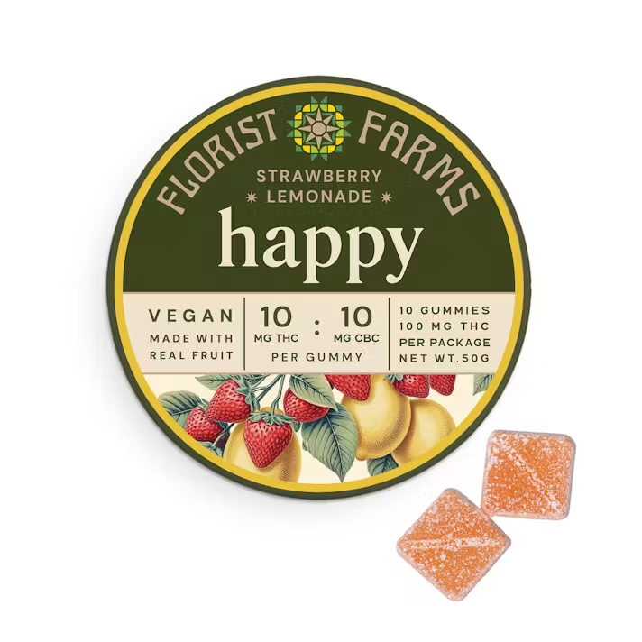 Florist Farms | Strawberry Lemonade I HAPPYI THC CBC Gummy | 10 Pack