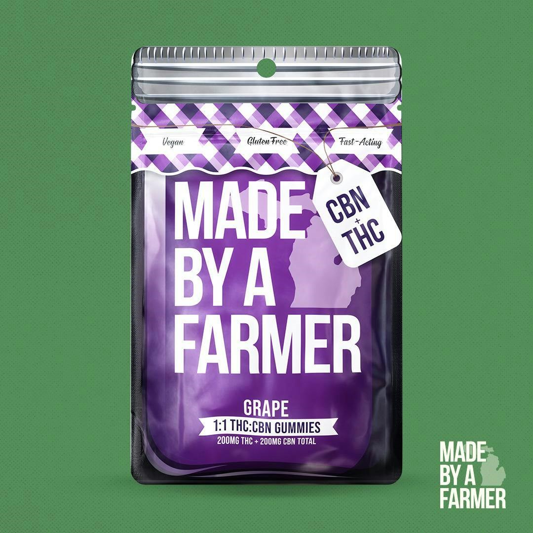 MADE BY A FARMER | 200MG GUMMIES 1:1 THC:CBN | GRAPE