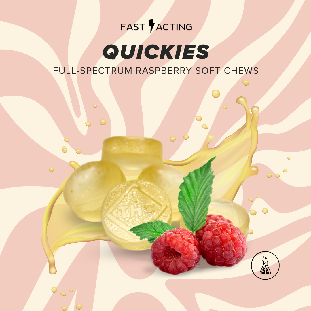 Quickies Full Spectrum Raspberry Soft Chew 60mg 6 pk