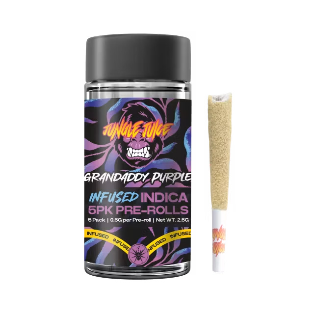 Jungle Juice | 0.7g - 5pk (3.5g) Infused Preroll Pack | Grandaddy Purple