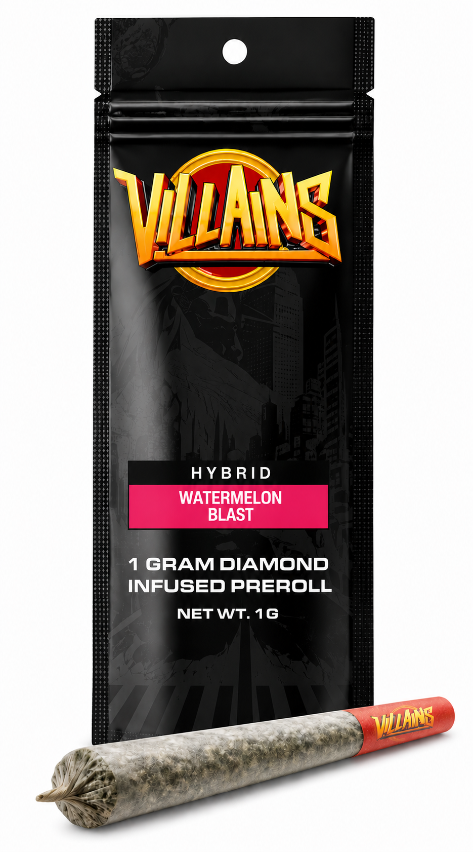 VILLIANS - WATERMELON BLAST - DIAMOND INFUSED - 1G PREROLL