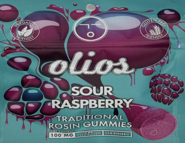 Olio Sour Raspberry 10pk 10mg Live Rosin Gummies