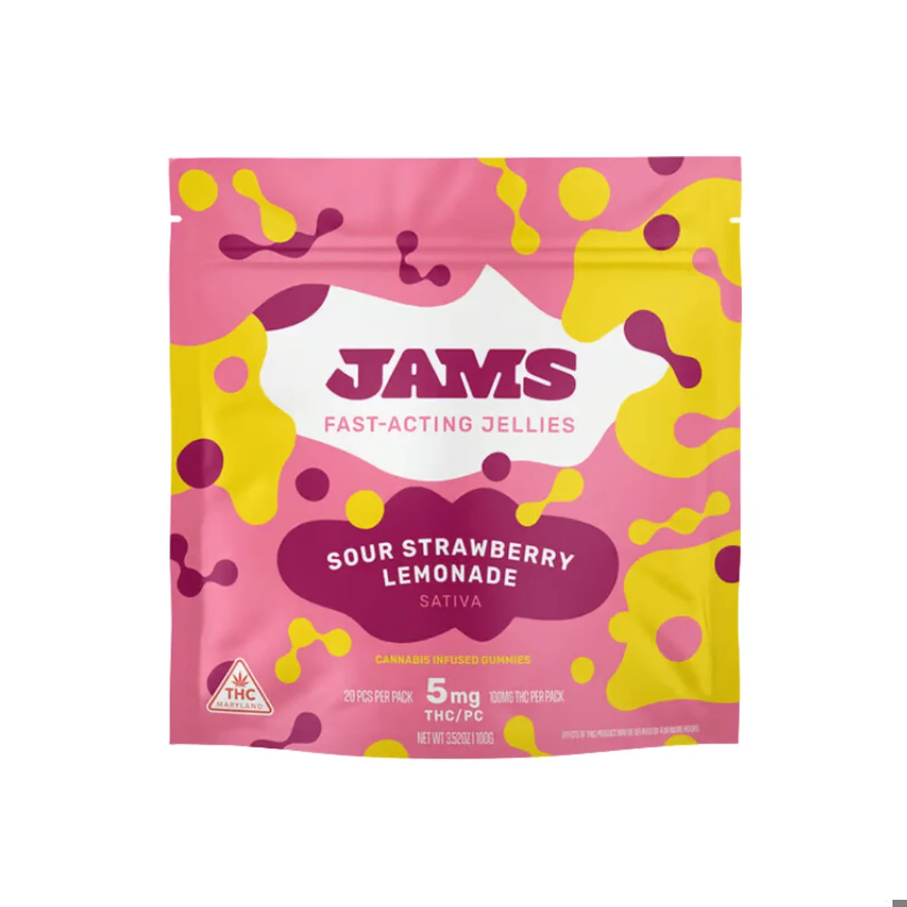 Jams Nano Jellies | Sour Strawberry Lemonade | Fast Acting Gummy | 20 Pack | 5mg