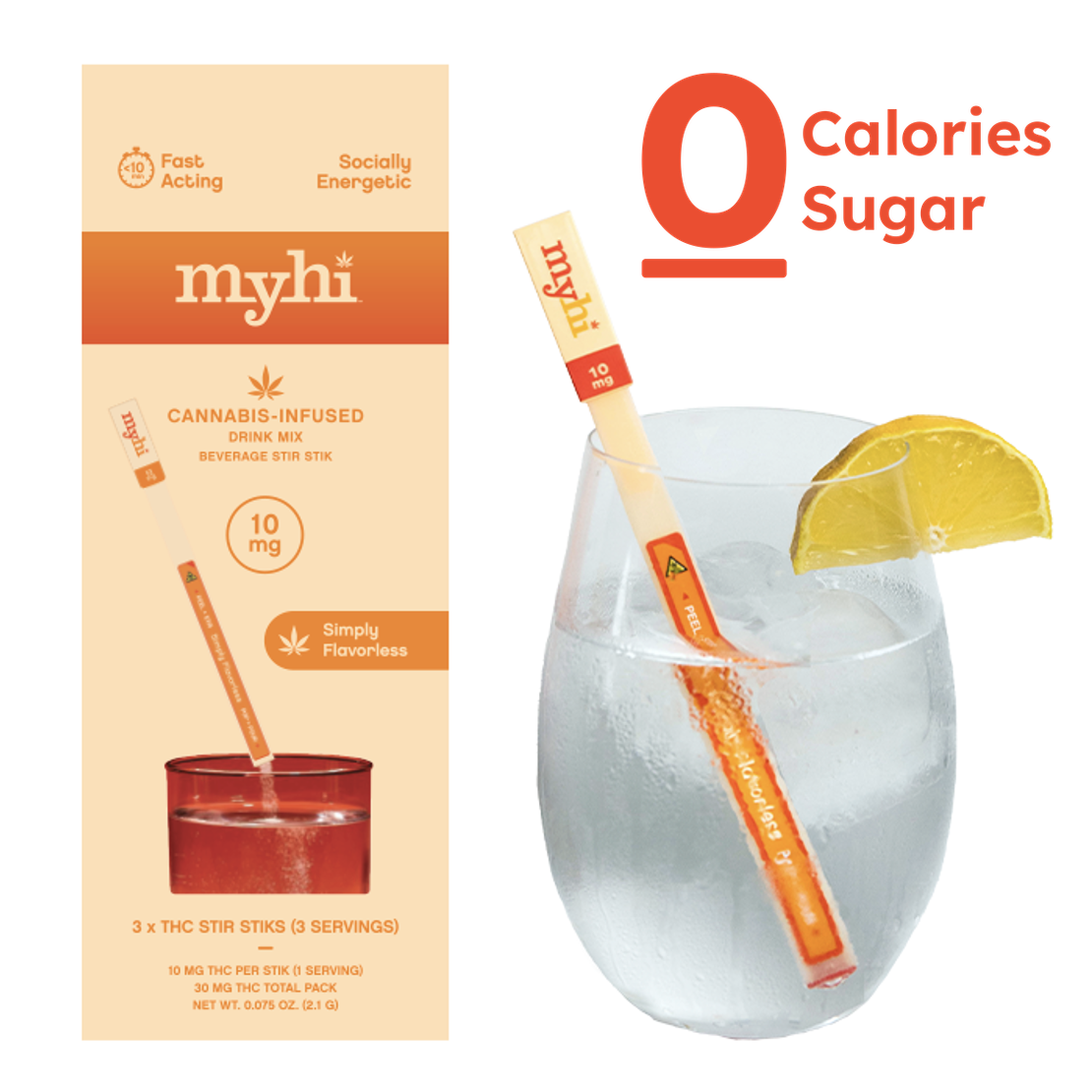 MyHi - Simply Flavorless THC Stir Sticks 3pk - 30mg