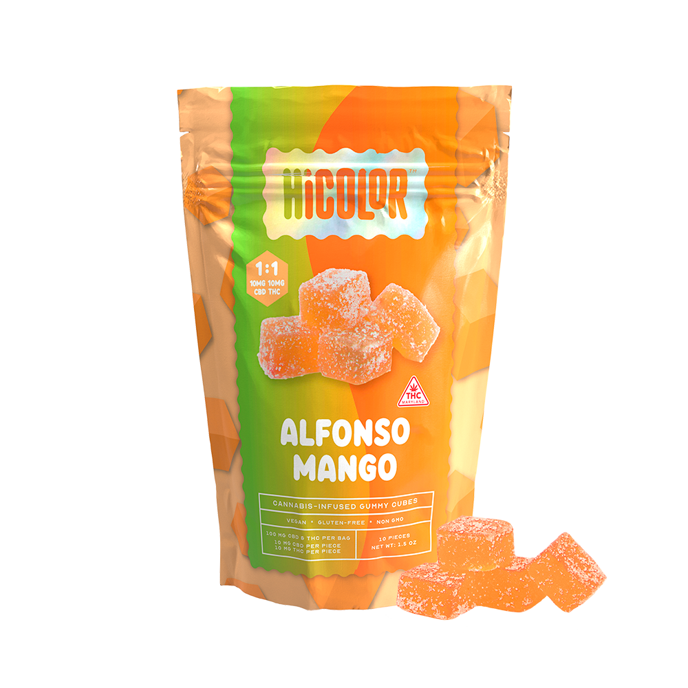 Ⓥ HICOLOR Gummies 100mg: Alfonso Mango 1:1 10pk