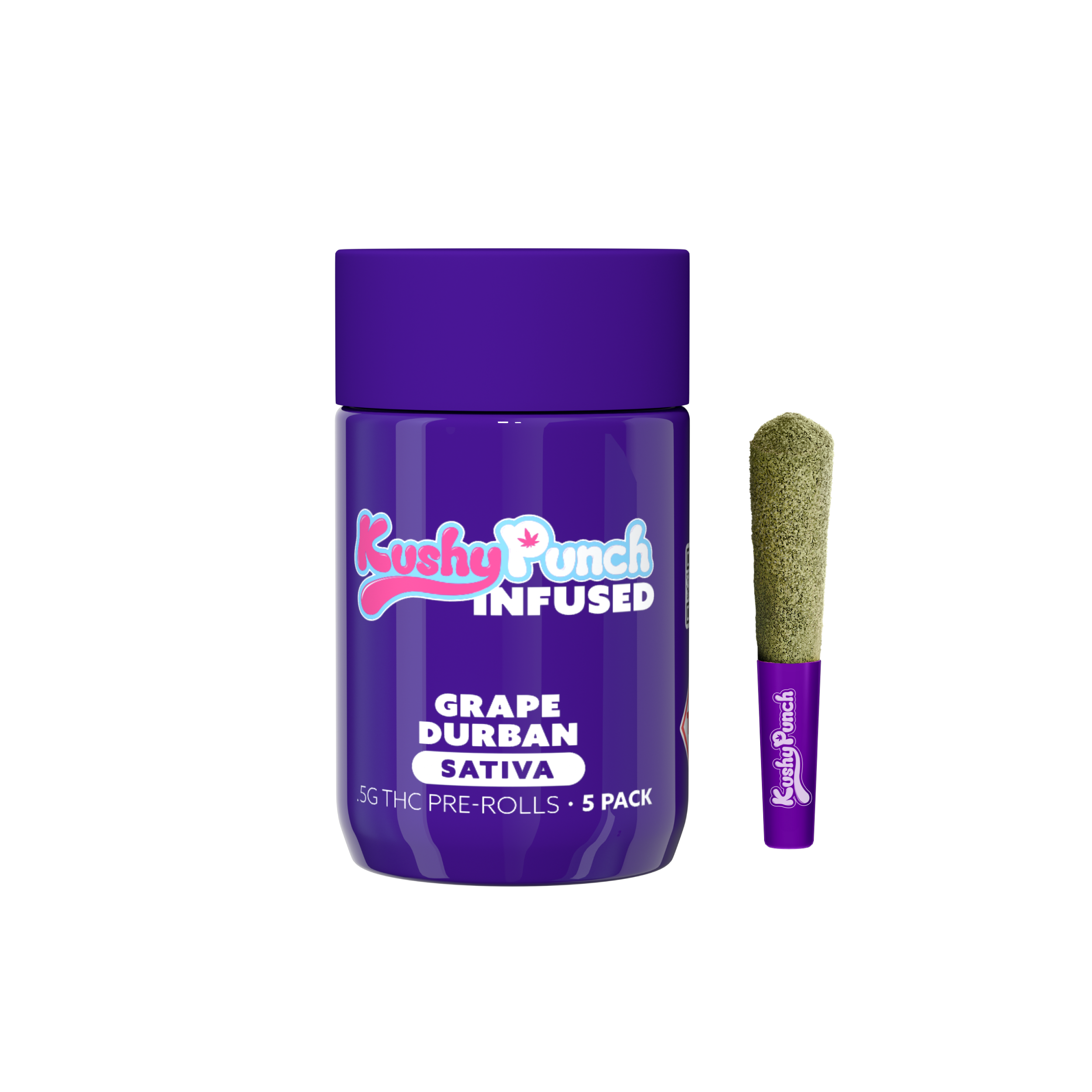 Kushy Punch: Infused Pre-Roll Pack | Grape Durban | 0.5g ea | 5pk