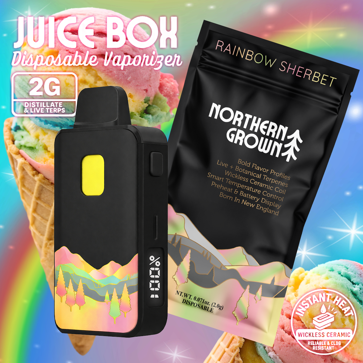 Rainbow Sherbert Northern Grown Juice Box Disposable Vape