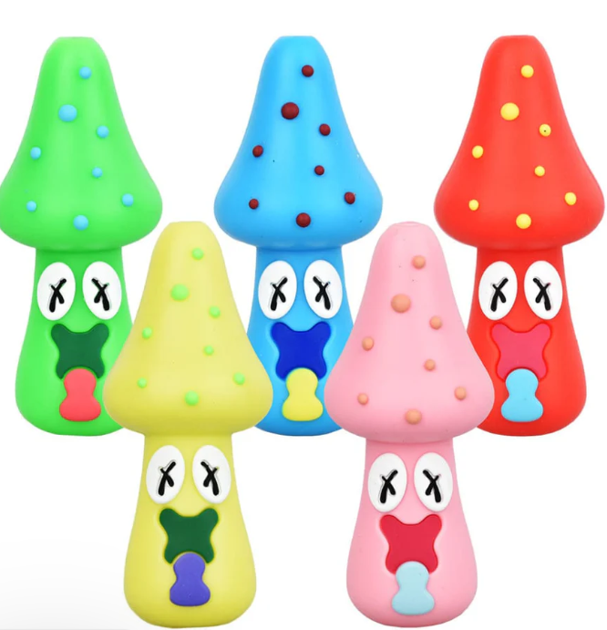 Spacey Facey Mushroom Silicone Hand Pipe - 3" product photo