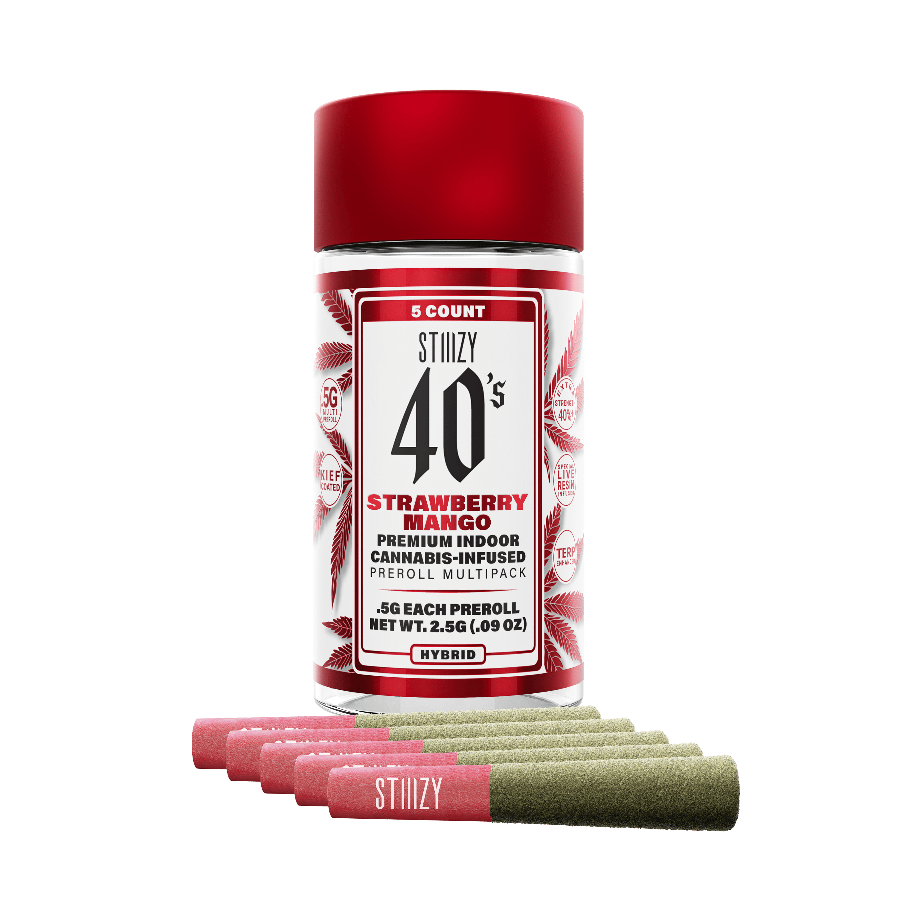 40's 5-Pack Infused Pre-Rolls - Strawberry Mango