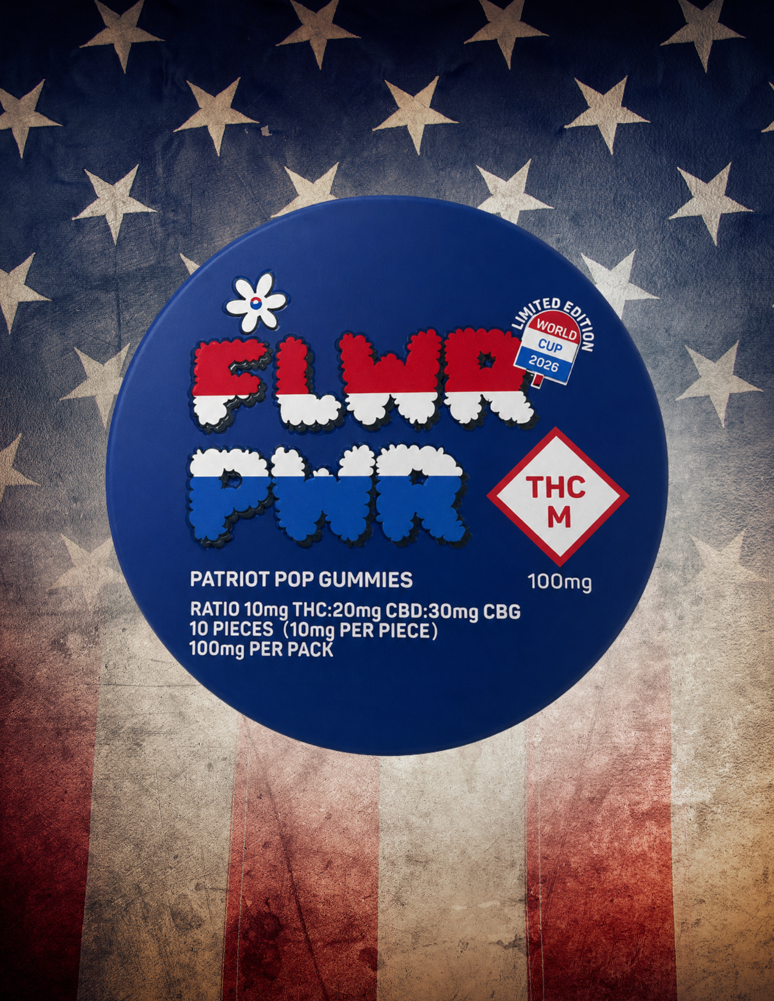 FLWR PWR: 100mg Gummies (Patriot Pop) 10pc x 10mg