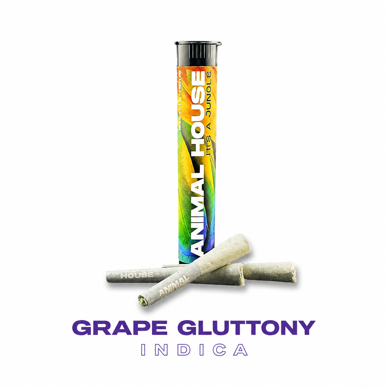 ANIMAL HOUSE - GRAPE GLUTTONY - .5X3PK - KIEF INFUSED PREROLLS - INDICA