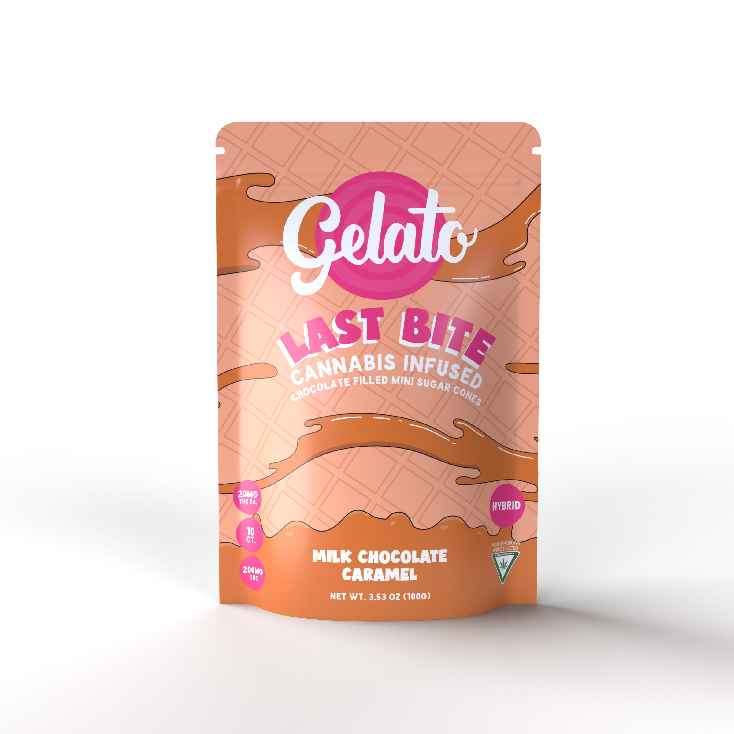 GELATO | MILK CHOCOLATE CARAMEL CONES | 200mg CHOCOLATE