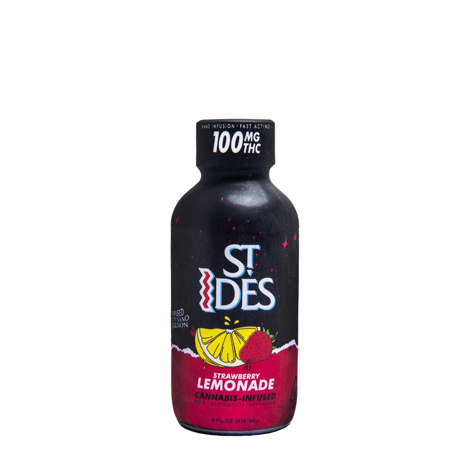 ST IDES - EDIBLE (BEVERAGE) 100MG THC - 4OZ SHOT - STRAWBERRY LEMONADE