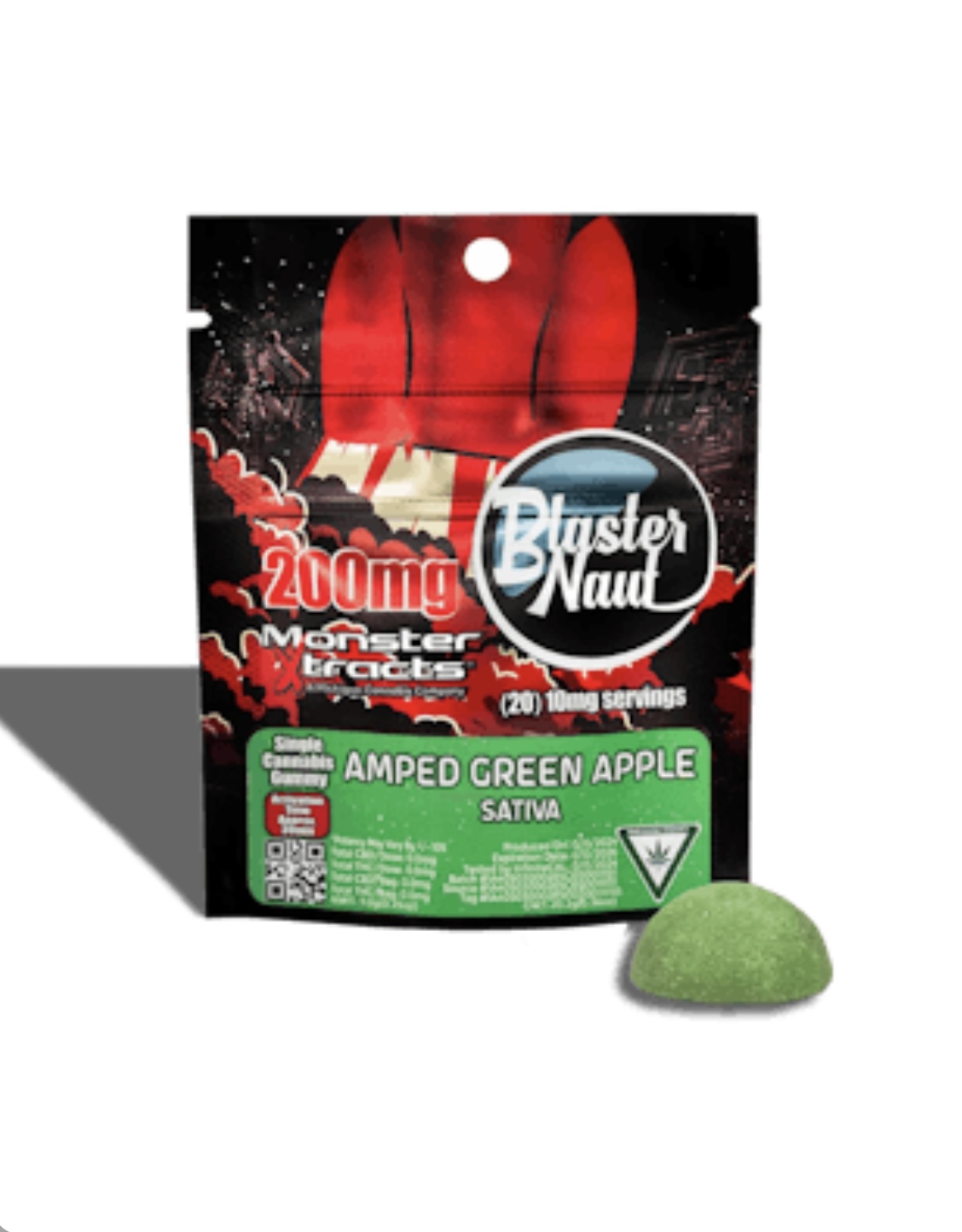 Monster X: Amped Green Apple 200MG Single Blasternaut Gummy