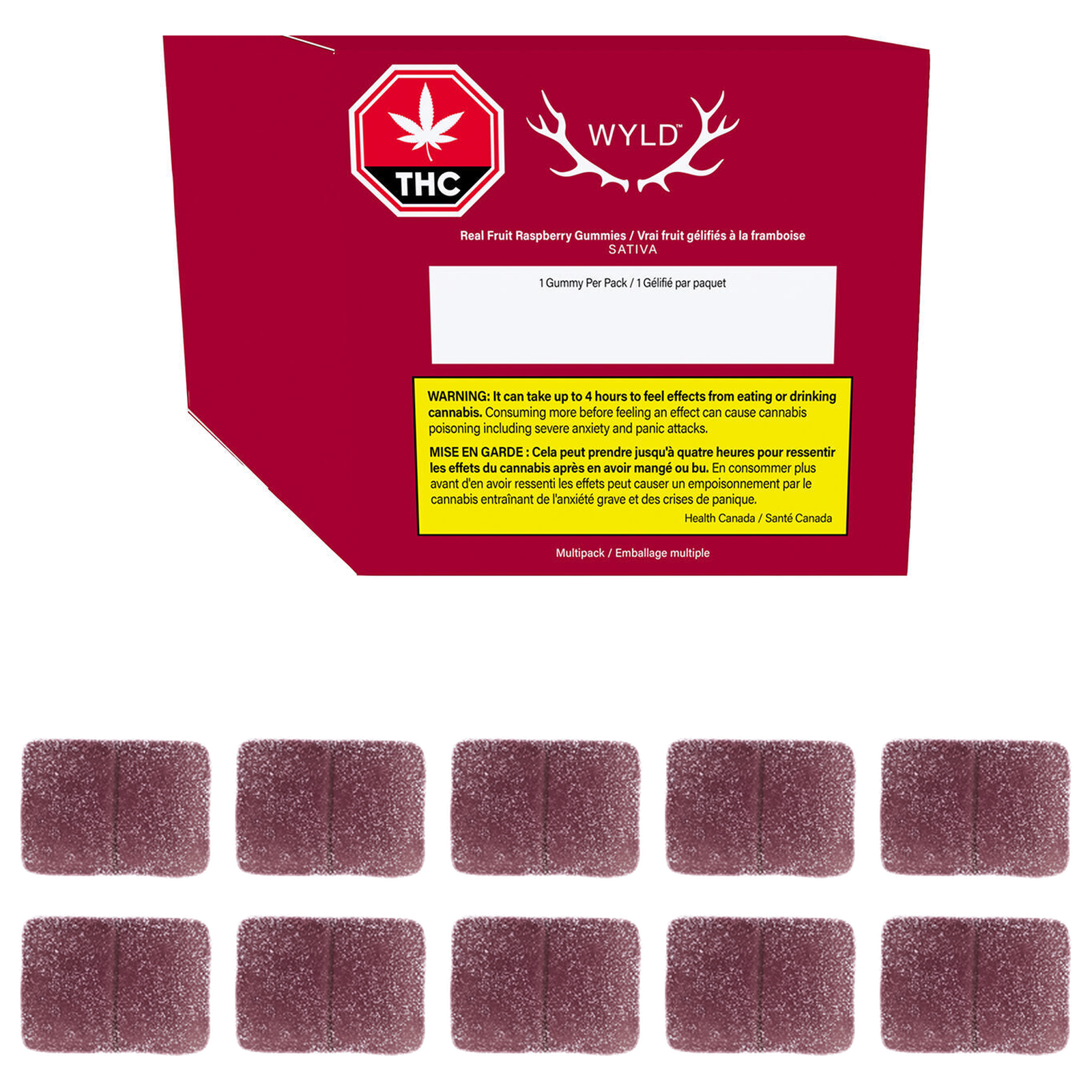 Real Fruit Raspberry Sativa Gummies 10x10mg Pack | 100mg (AGED INVENTORY)