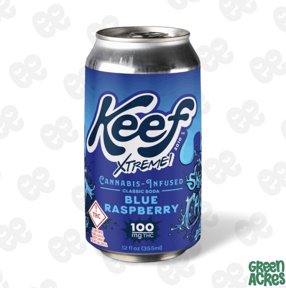 Keef Extreme: Blue Razzberry 100MG THC Infused Soda
