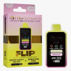 Mitten Extracts Disposable 2-In-1 Flip - Lemon Cherry Gelato | Bubble Gum Kush