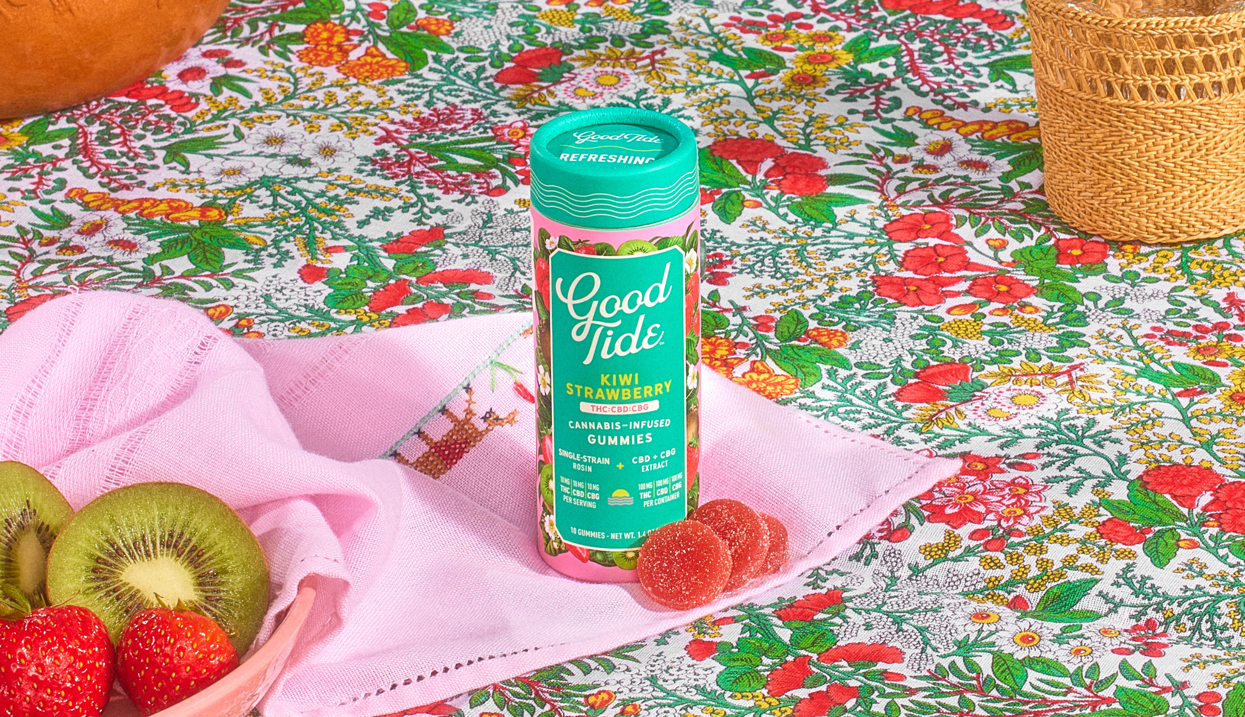 Good Tide | Kiwi Strawberry | 1:1:1 100mg THC:CBD:CBG Gummies