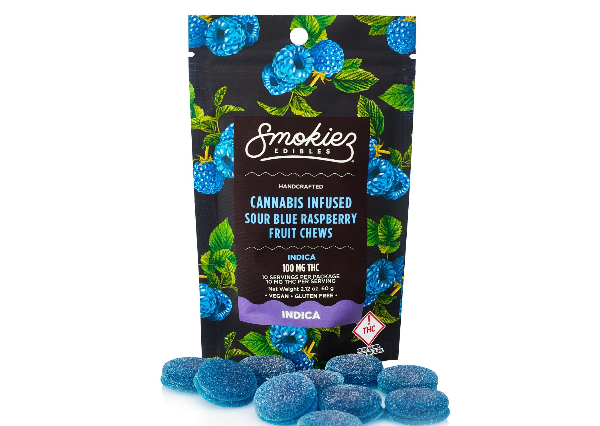 Smokiez | Sour Blue Raspberry 10pc | 100mg Gummies