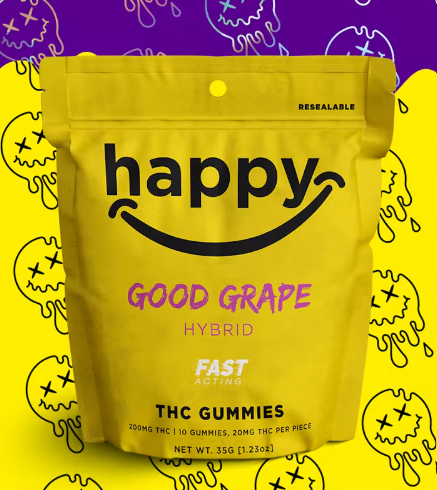 Happy | Good Grape | Infused Gummies | 200mg | Hybrid