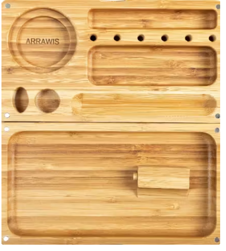 QUEENS CANNABIS : BAMBOO FOLDING ROLLING TRAY