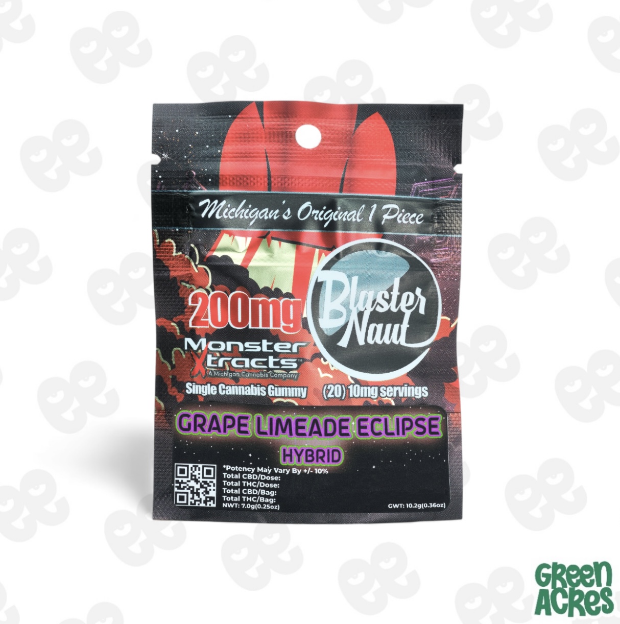 Monster X: Grape Limeade Eclipse 200MG Single Blasternaut Gummies