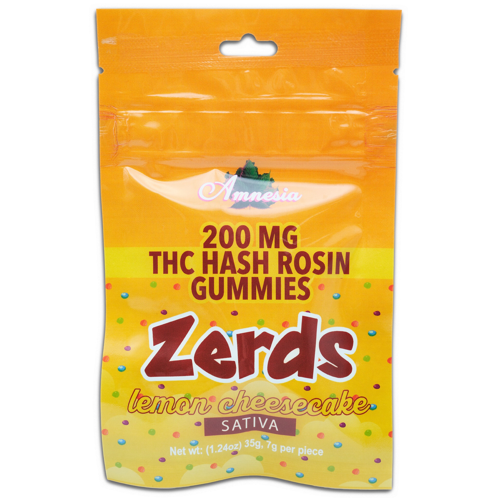 Amnesia - 200mg Zerds Hash Rosin Gummies - Lemon Cheesecake