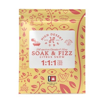 Bath Salt | Soak + Fizz | Citrus Snow | 1:1:1 | THC/CBD/CBG | 4oz