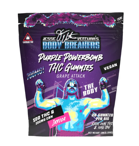Jesse Ventura's Body Breakers - Purple Power Bomb THC Gummies - 400mg THC / 160mg CBN - 16pk