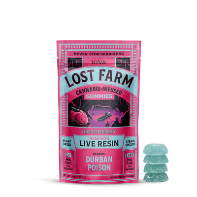 LOST FARMS Gummies 100mg Live Resin: Raspberry 10pc