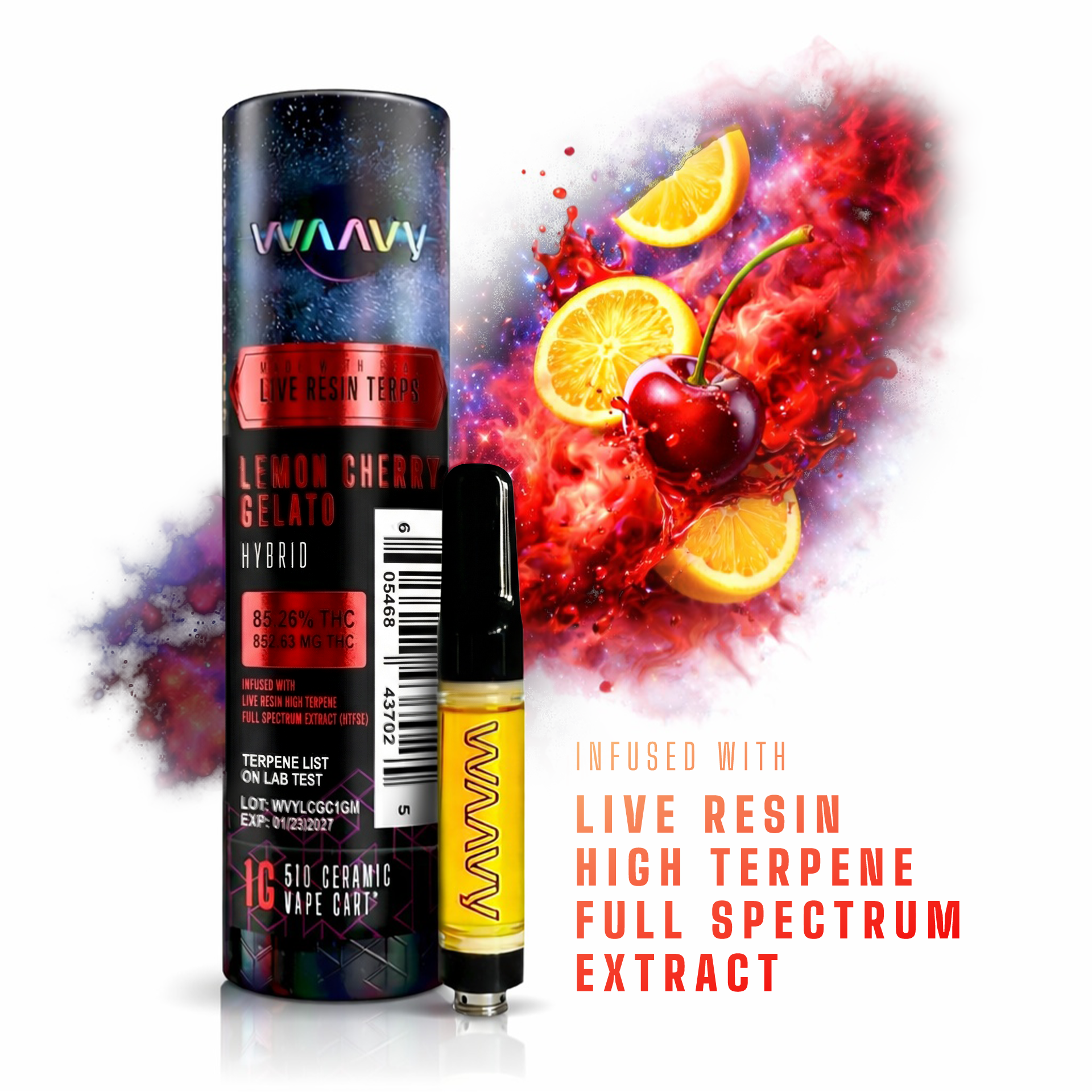 Waavy | Lemon Cherry Gelato | Live Resin | Vape Cart | 1g by Waavy - vapes cannabis product