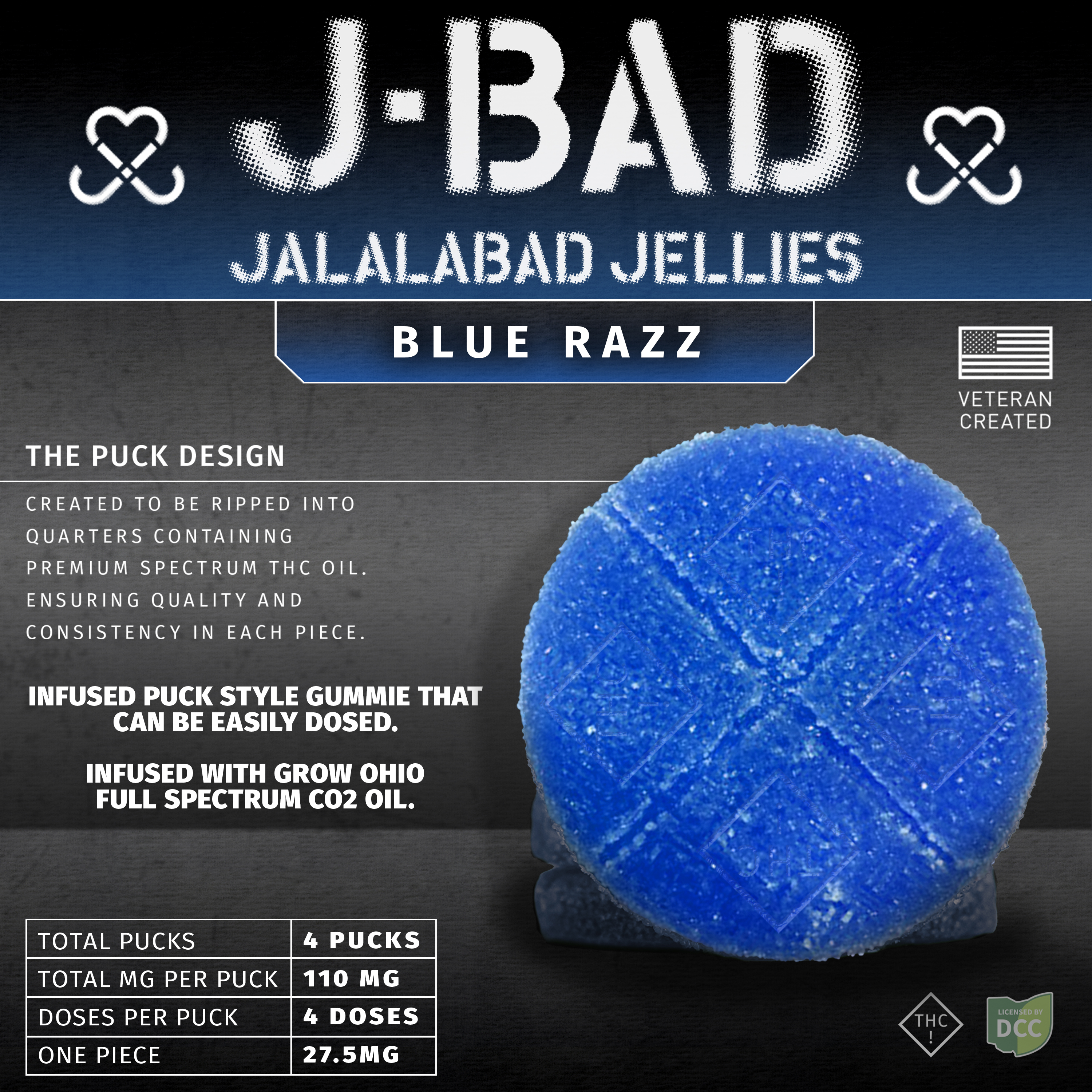 J-Bad | Blue Razz 16pc | 440mg Gummies