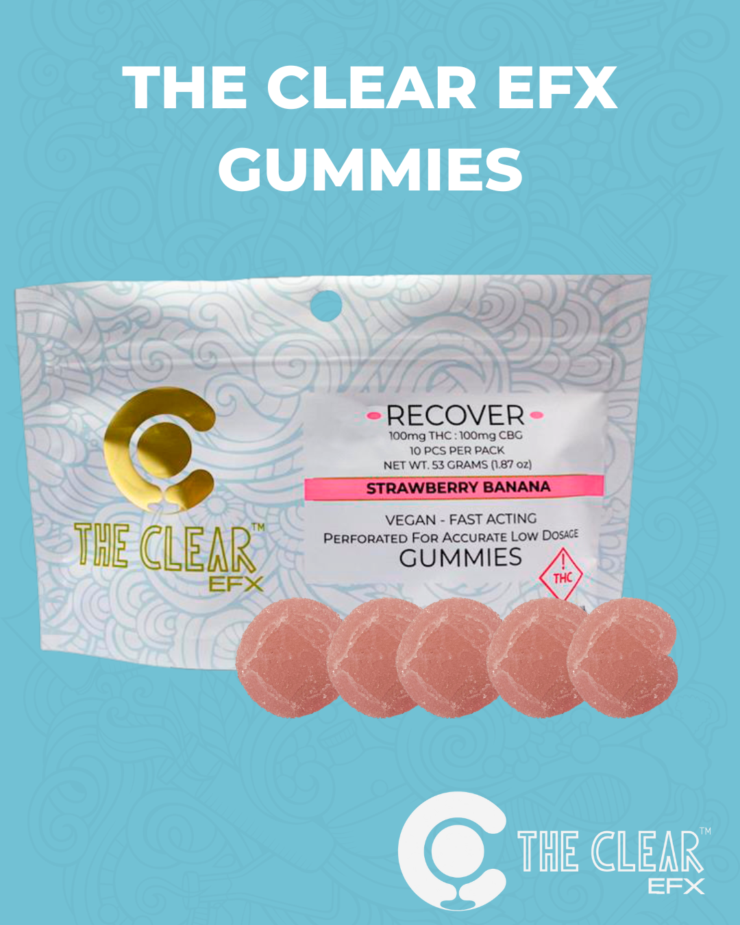 The Clear EFx - Strawberry Banana - 10pk/100mg - Edibles