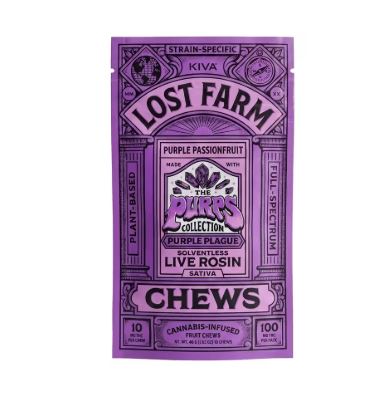 Lost Farm | Live Rosin Fruit Chew | Purple Passionfruit x Purple Plague | 10pk 100mg