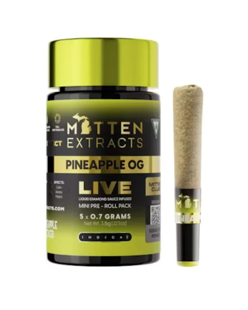 Mitten Extracts Infused Live Sauce Multipack Pre-Rolls 5x.7g - Pineapple OG