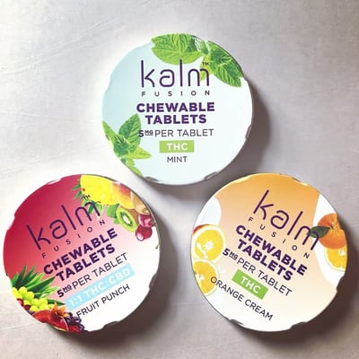 KALM FUSION Chewable Tablet 100mg: Fruit Punch 1:1 THC:CBD 20pc