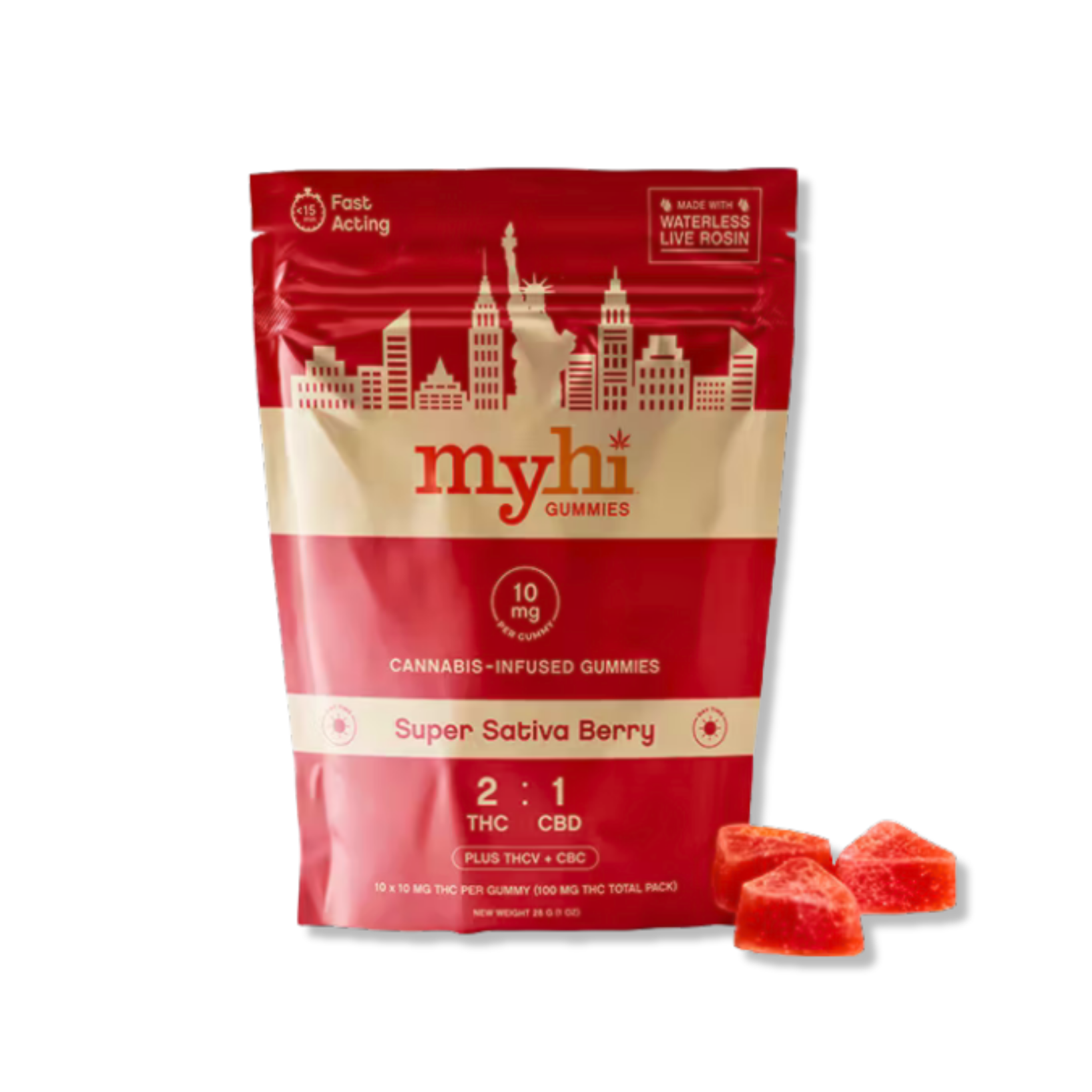 MyHi - Berry 2:1 THC:CBD Live Rosin Gummies 10pk - 100mg