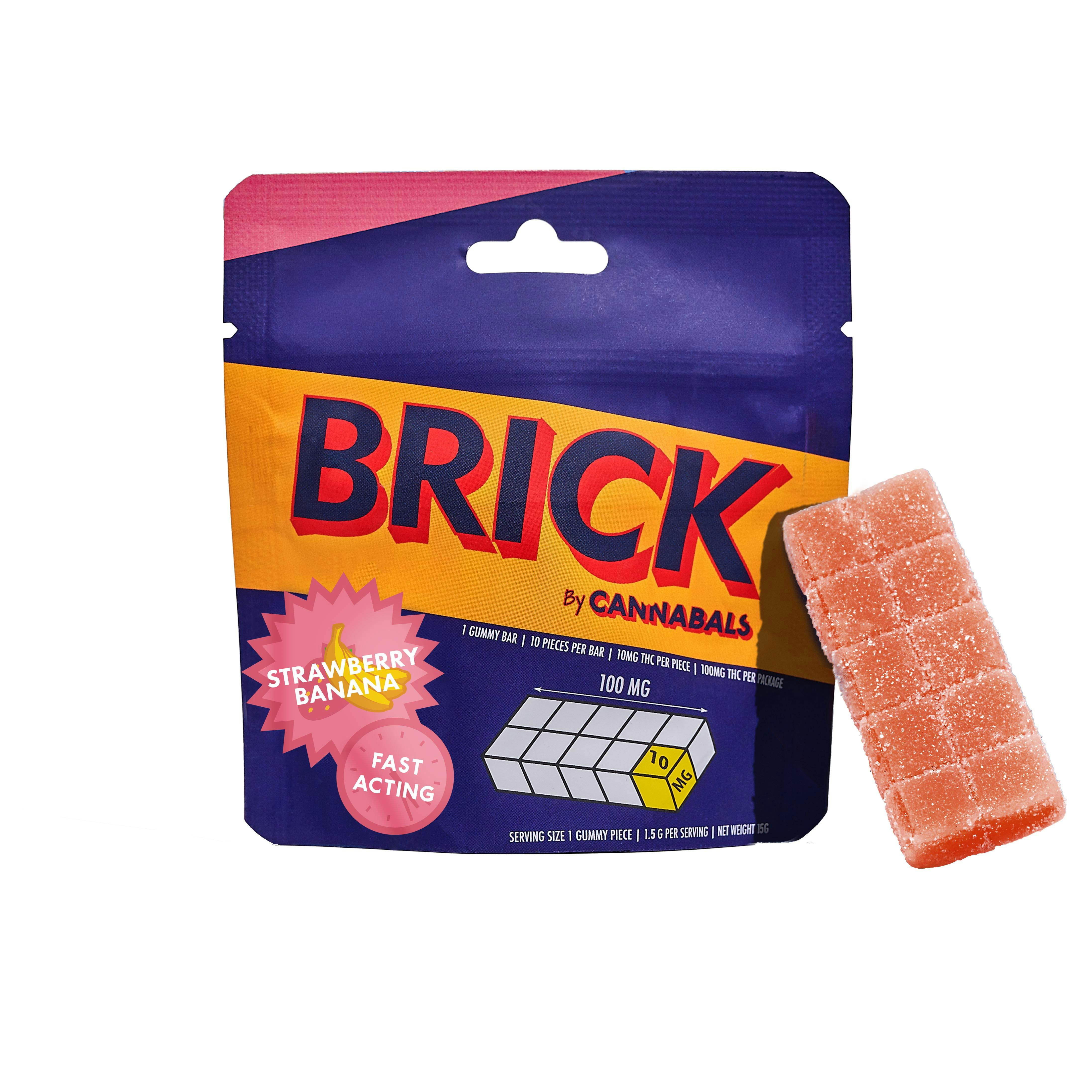 Cannabals - Gummy Brick - Strawberry Banana (Hybrid) - 100mg THC