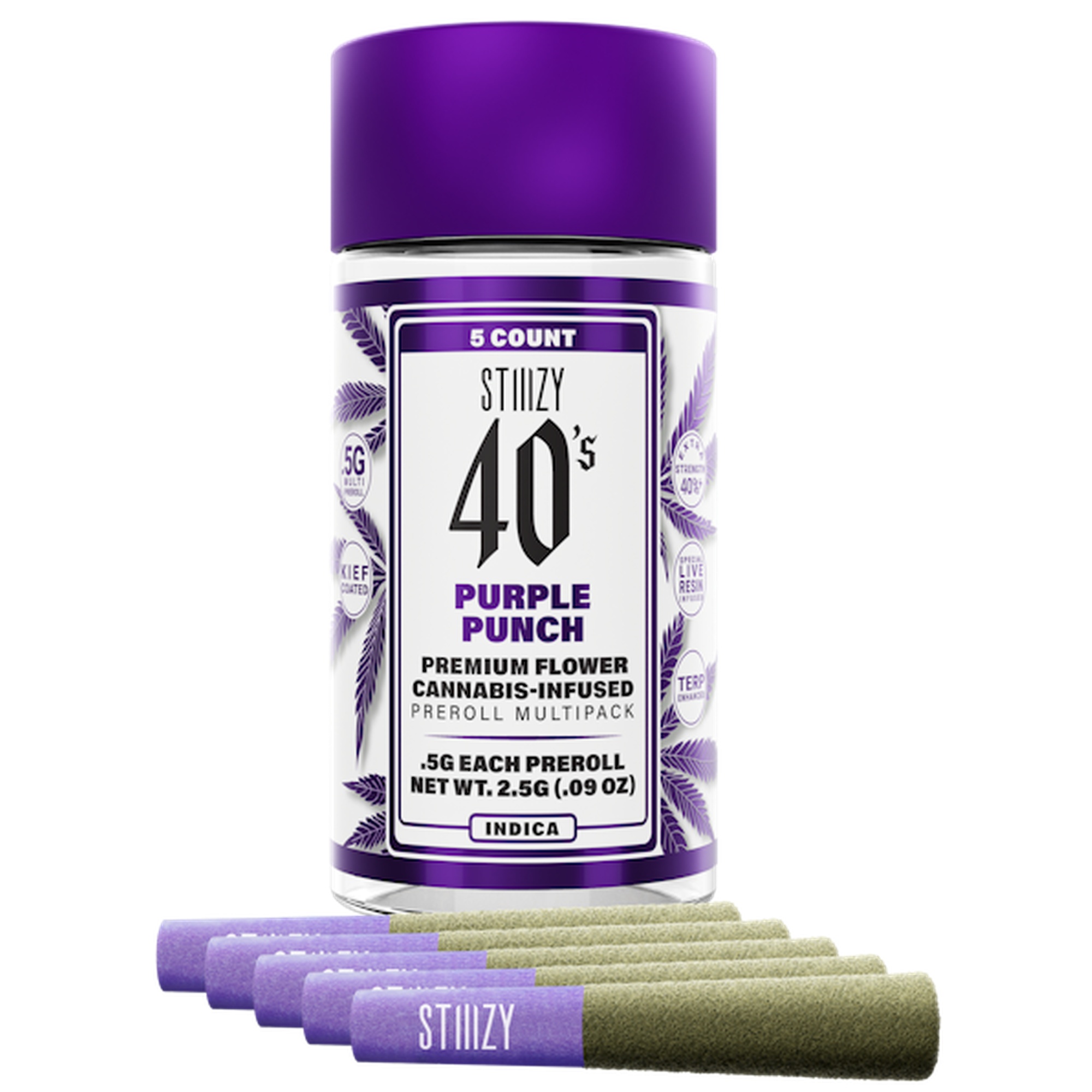 STIIIZY | Purple Punch | 40s Multipack Infused Pre-rolls | Indica |  2.5g