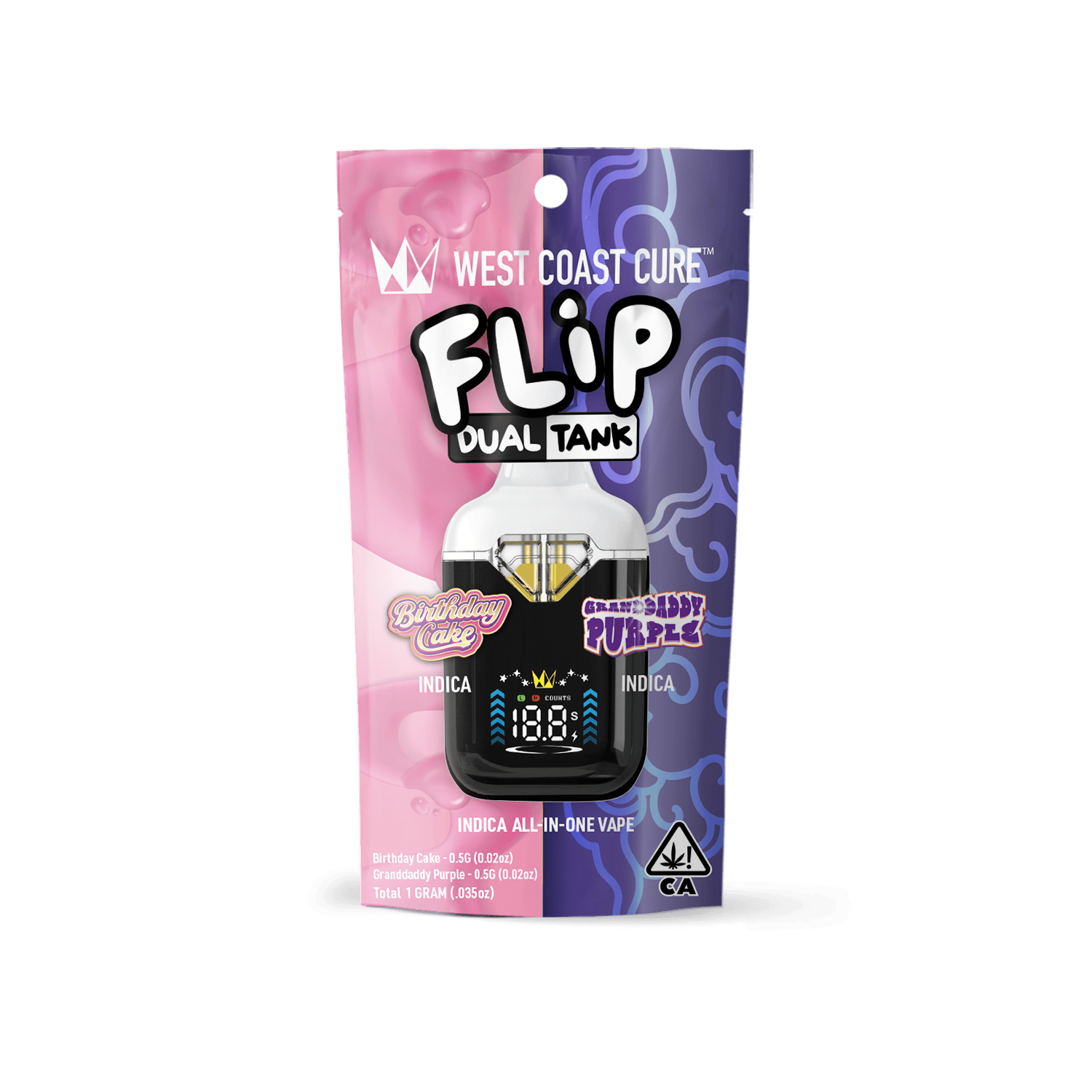 West Coast Cure | Birthday Cake x Granddaddy Purple - 1G AIO CUREbar Flip