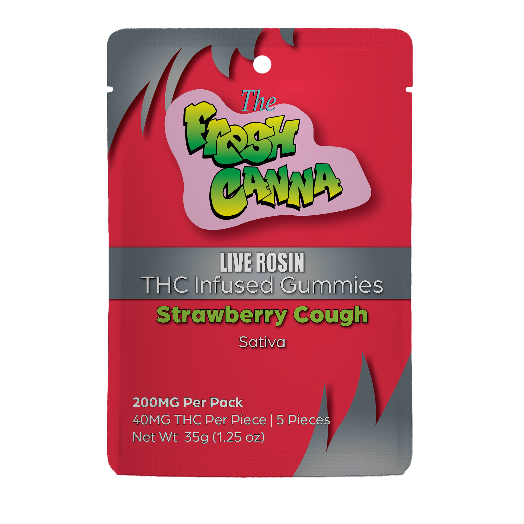 Fresh Canna | 200mg Live Rosin Gummies | Strawberry Cough (Sativa)