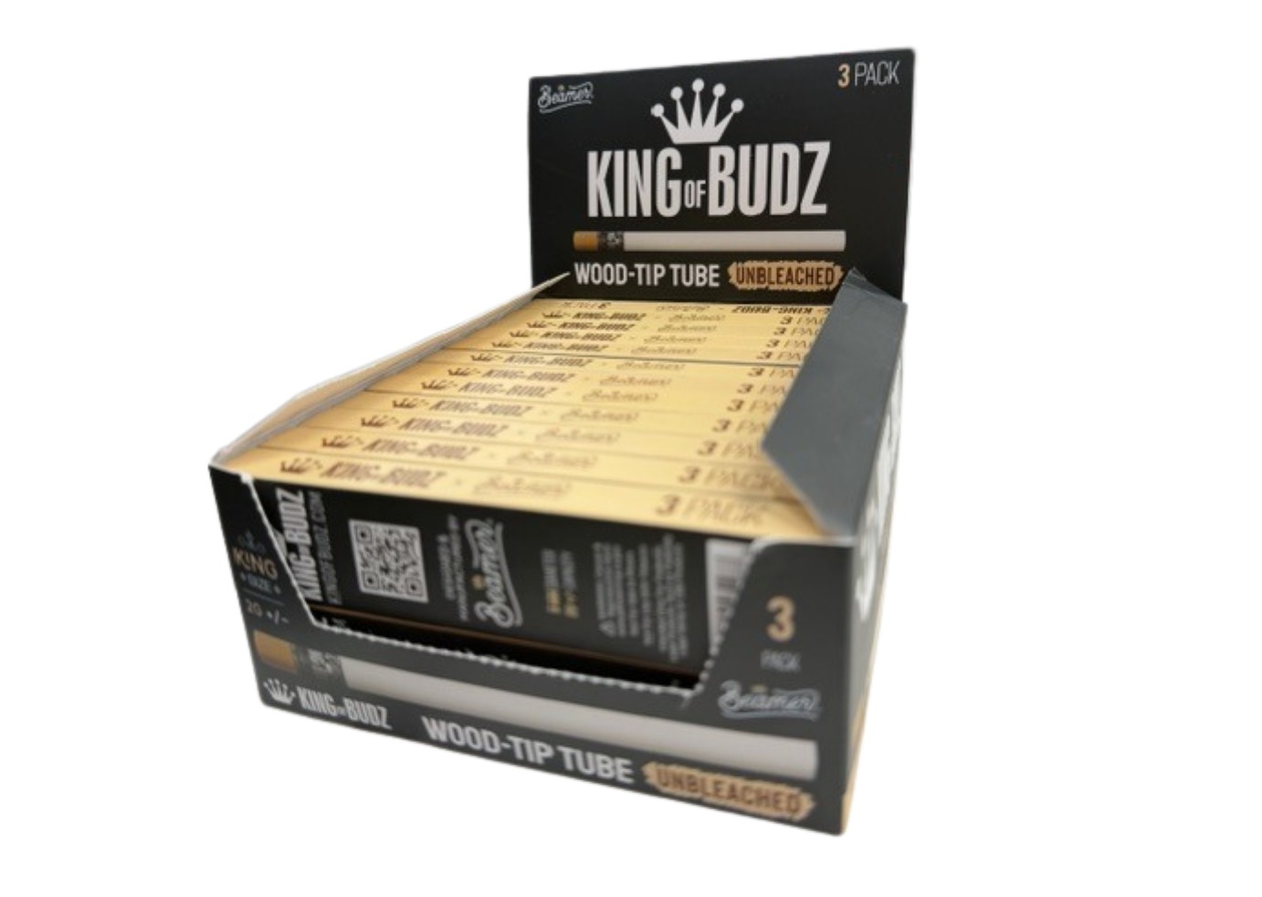 King Of Budz - 3pk Cones - King Size Unbleached Wood Tip
