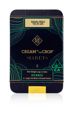 Cream Of The Crop Secrets Banana Bread Hybrid 5Pk Live Resin Infused Prerolls