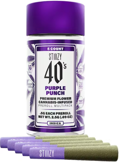 Stiiizy 40's - Purple Punch - 5 x .5g Infused Prerolls