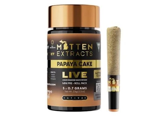 Mitten Extracts Infused Live Sauce Multipack Pre-Rolls 5x.7g - Papaya Cake