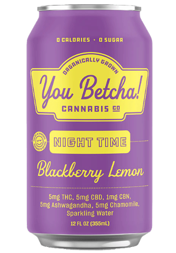 You Betcha! NIGHT TIME Sparkling Water - Blackberry Lemon - 5mg THC / 5mg CBD / 1mg CBN / 5mg Ashwagandha / 5mg Chamomile