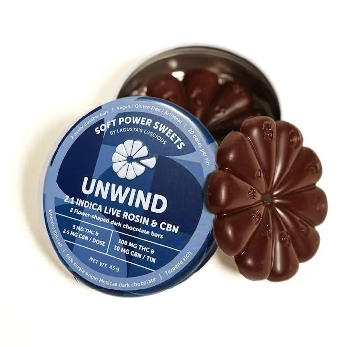 SOFT POWER SWEETS - CHOCOLATE FLOWER UNWIND - 100MG ROSIN CHOCOLATE - 2PK