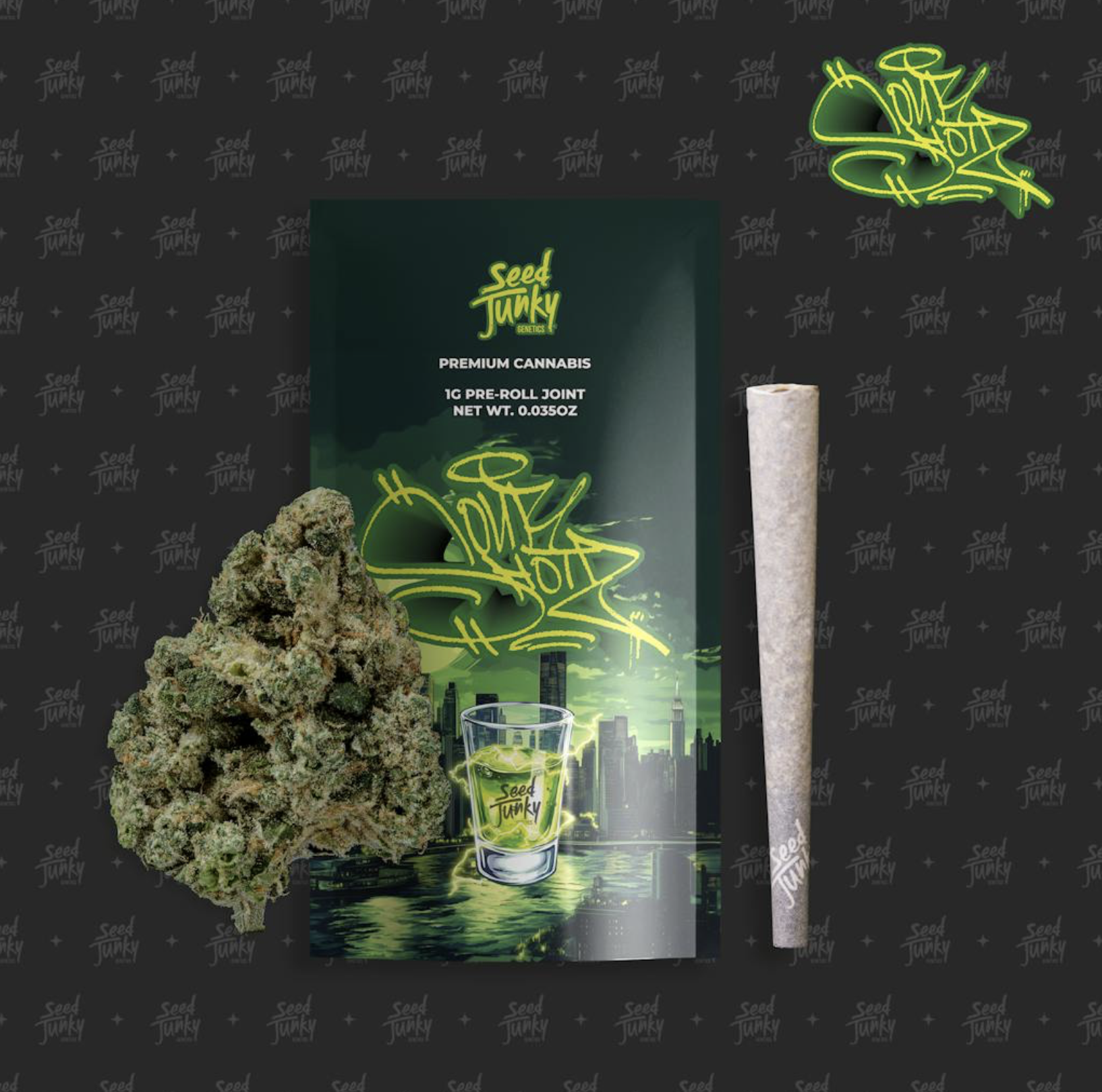 Seed Junky | Sour Shotz | Bubble Hash Infused Pre-Roll | 2g