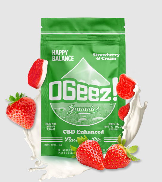 OGeez - Happy Balance Strawberries Cream 1:1 100MG THC | 100MG CBD