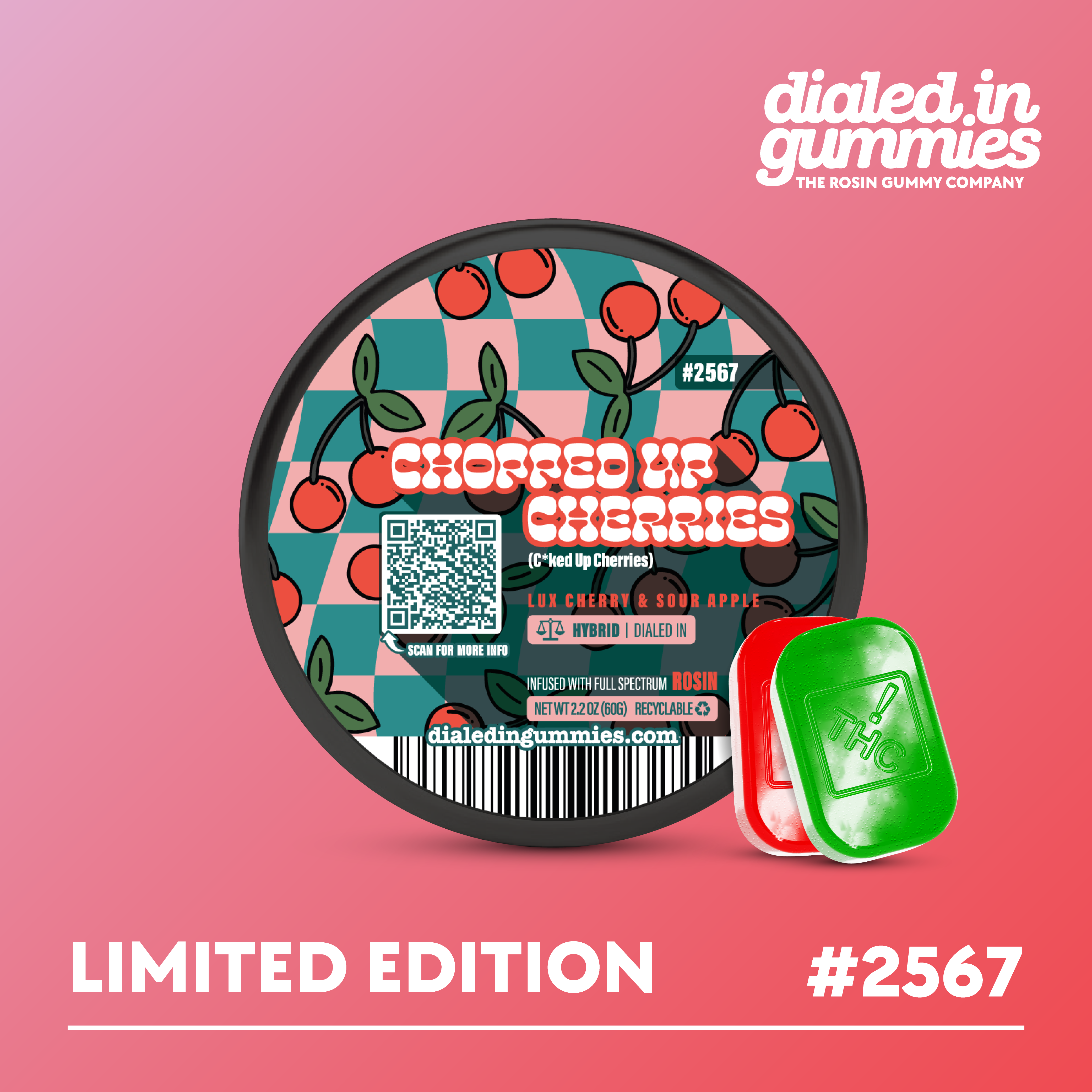 Dialed In | 100mg Rosin Gummies | Chopped Up Cherries (S)